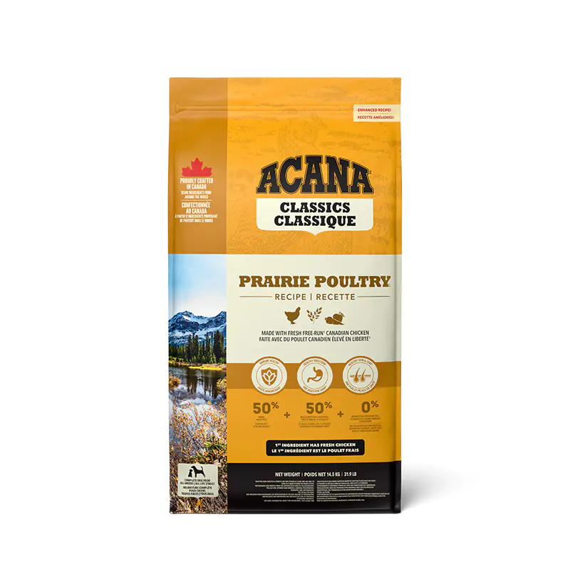 ACANA-Classics-Prairie-Poultry-Recipe-Front-14.5kg-Canada_2020_07.jpg.webp אקאנה קלאסיק עוף לכלבים 9.4 ק"ג – תמונה 1