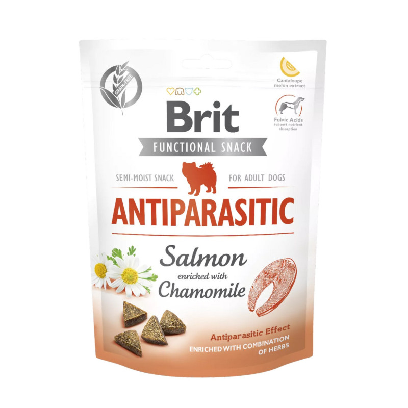 brit-care-dog-functional-snack-antiparasitic-salmon.jpg חטיף אנטי פרזיט בריט קר 150 גרם – תמונה 1